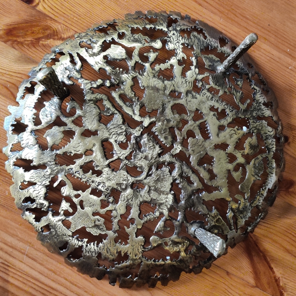 Vintage Modernist Solid Brass Footed Tray Plate Made in Israel - Picture 7 of 9